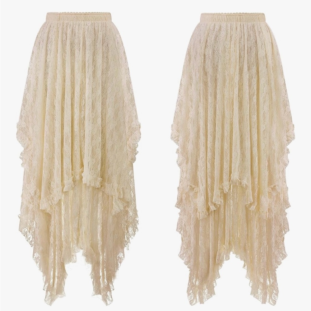 Free People Cream Lace Maxi Skirt